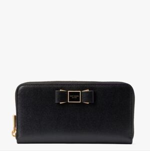 New Kate Spade Morgan Bow Embellished Zip-around Continental Wallet